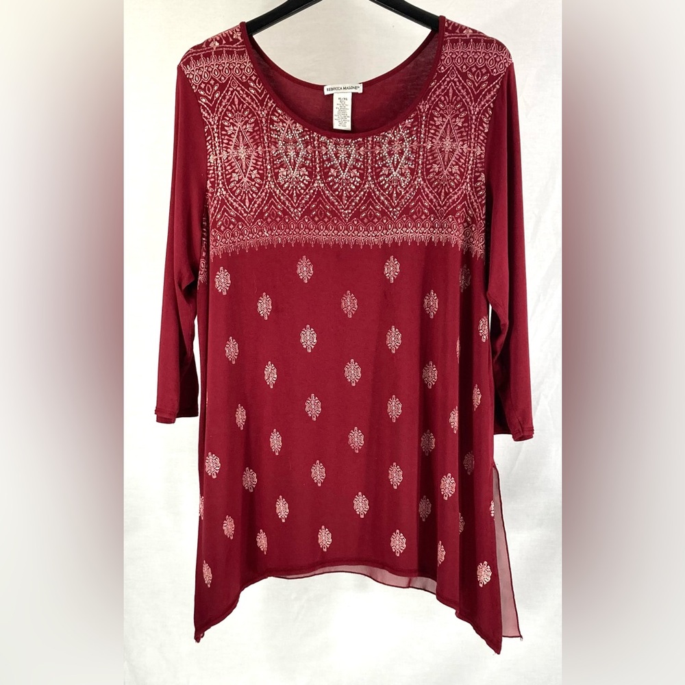 Rebecca Malone Maroon Embroidered Tunic